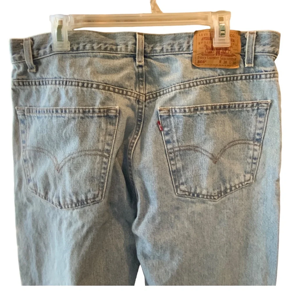 Levi’s Mens 505 Denim Jeans Light Wash Regular Fit Straight Leg Cotton Waist 38